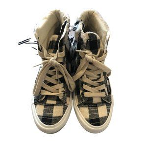 Blowfish Cream & Plaid Shearling High Top, Size US 6.5 Women